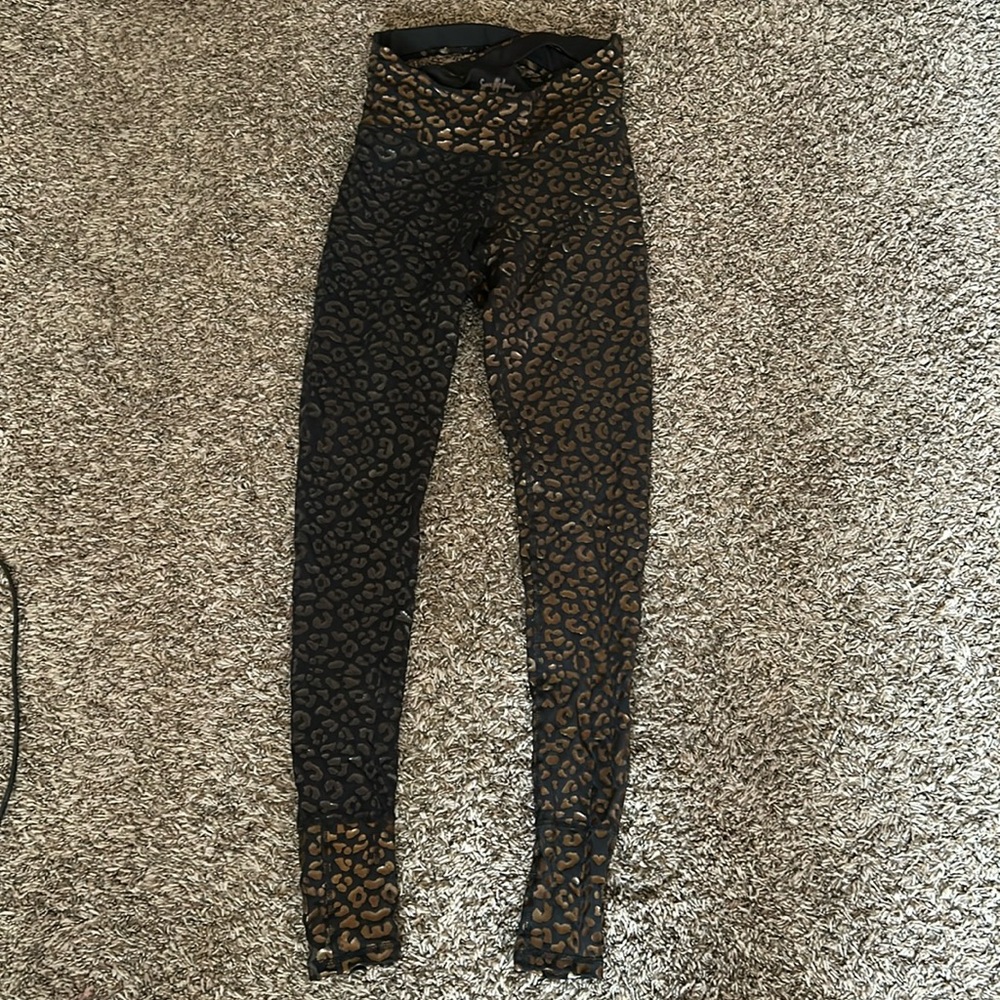 Super Fly Honey Sticky Pole Wear Gold Leopard Print Grip High Waist Leggings M